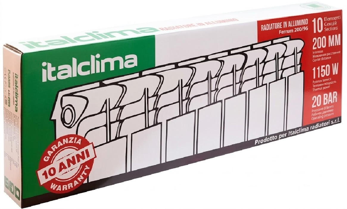 Радиатор алюминиевый Italclima 200 280/80/78 18bar (10 секций)