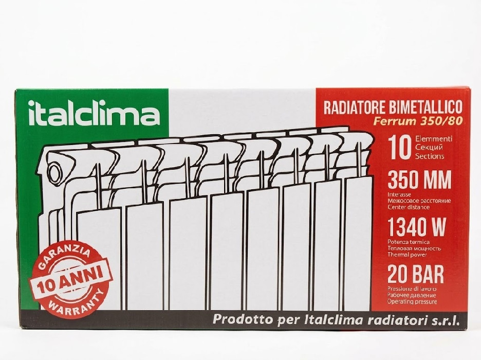 Радиатор биметаллический Italclima 350 408/80/85 30 bar (10 секций)