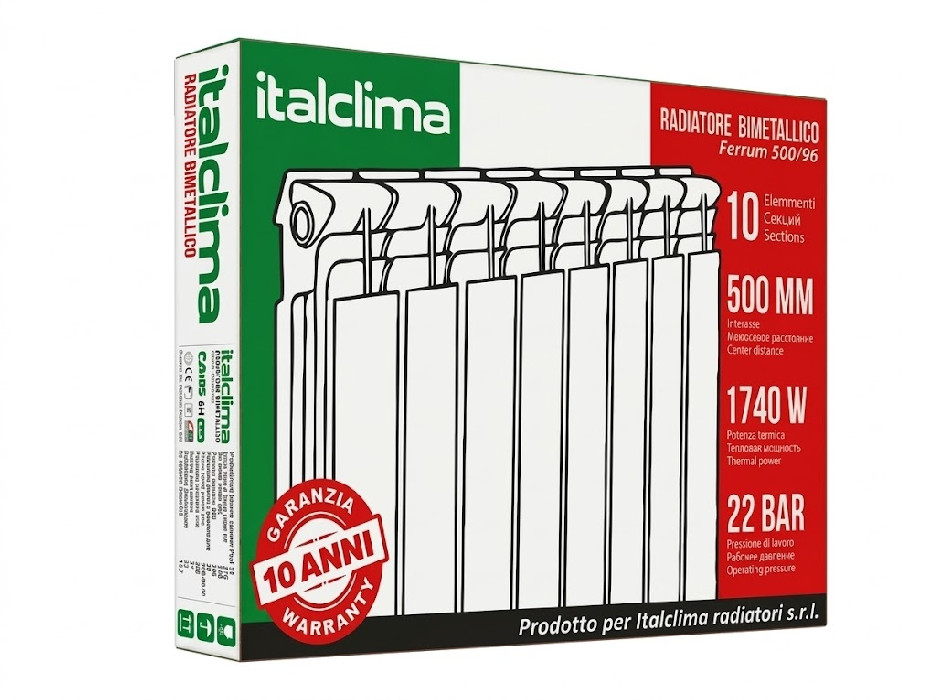 Радиатор биметаллический Italclima 500 558/77/78 22 bar (10 секций)
